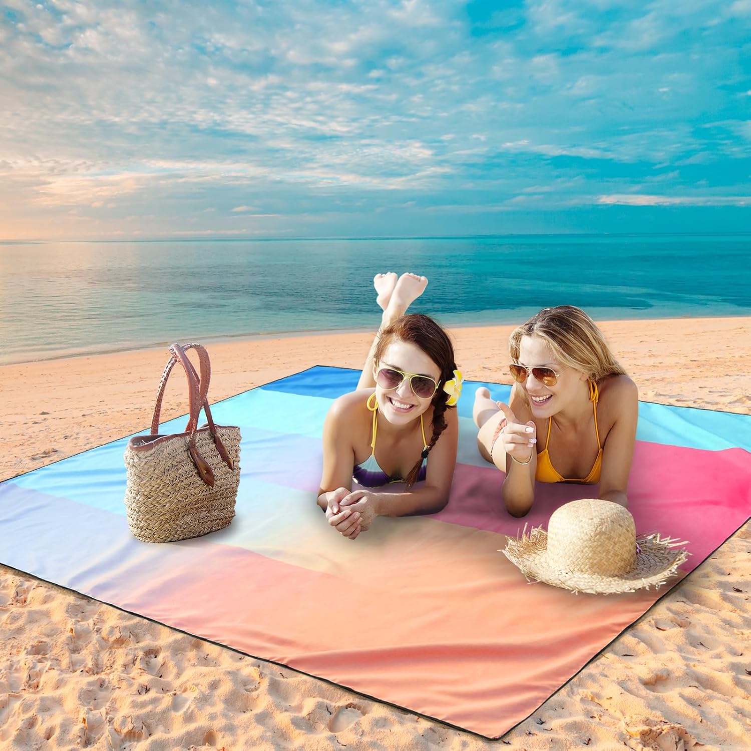  Beach Blanket Mat Waterproof Sandproof for 2-8 Adults Quick Drying thumbnail