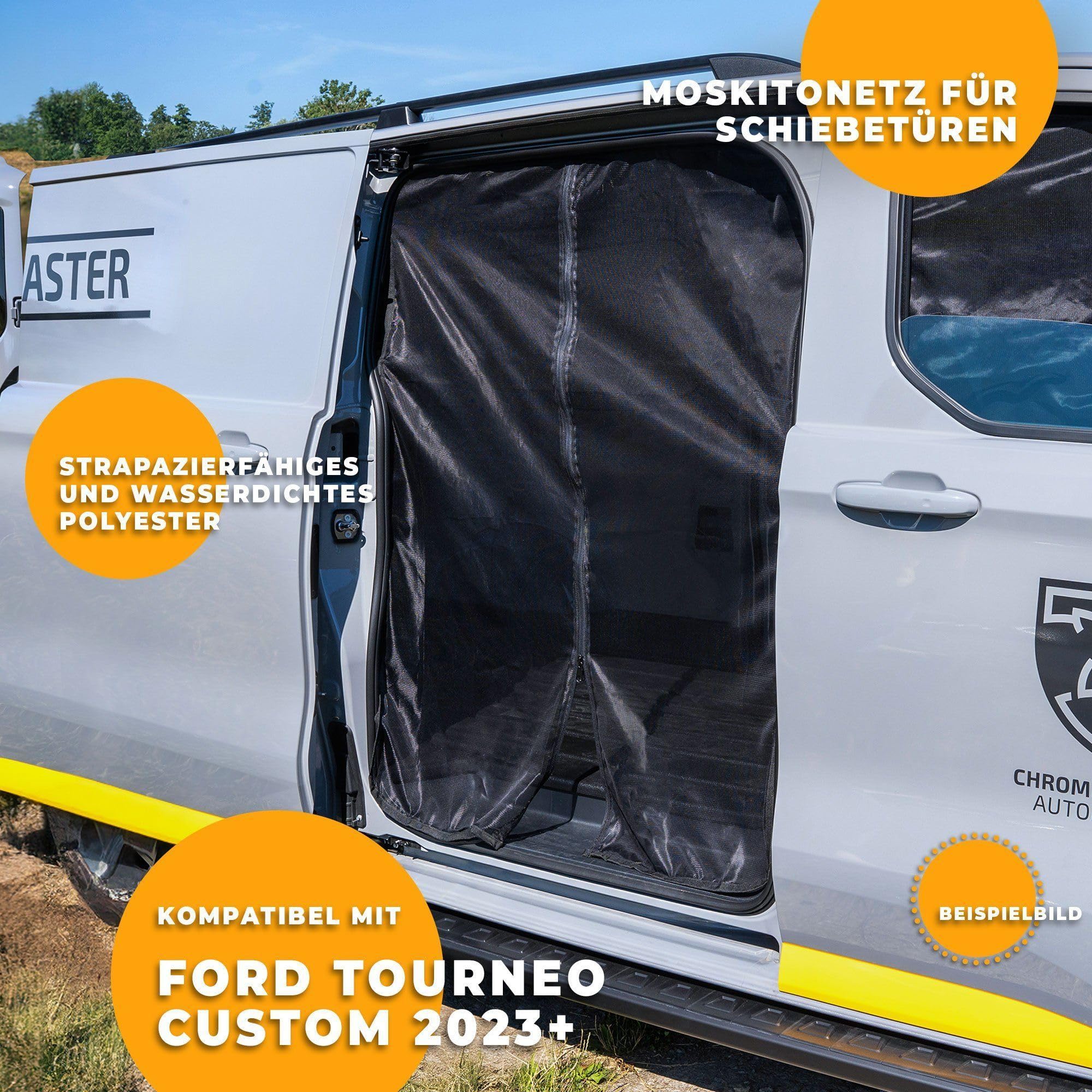 CHROMEMASTER | Magnetisches Fliegengitter für Camper, Campervan, Wohnmobil | Kompatibel mit Ford Tourneo Custom 2023+ | Moskitonetz, Schutzgitter Gegen Insekten, Ungeziefer, Mücken und Spinnen