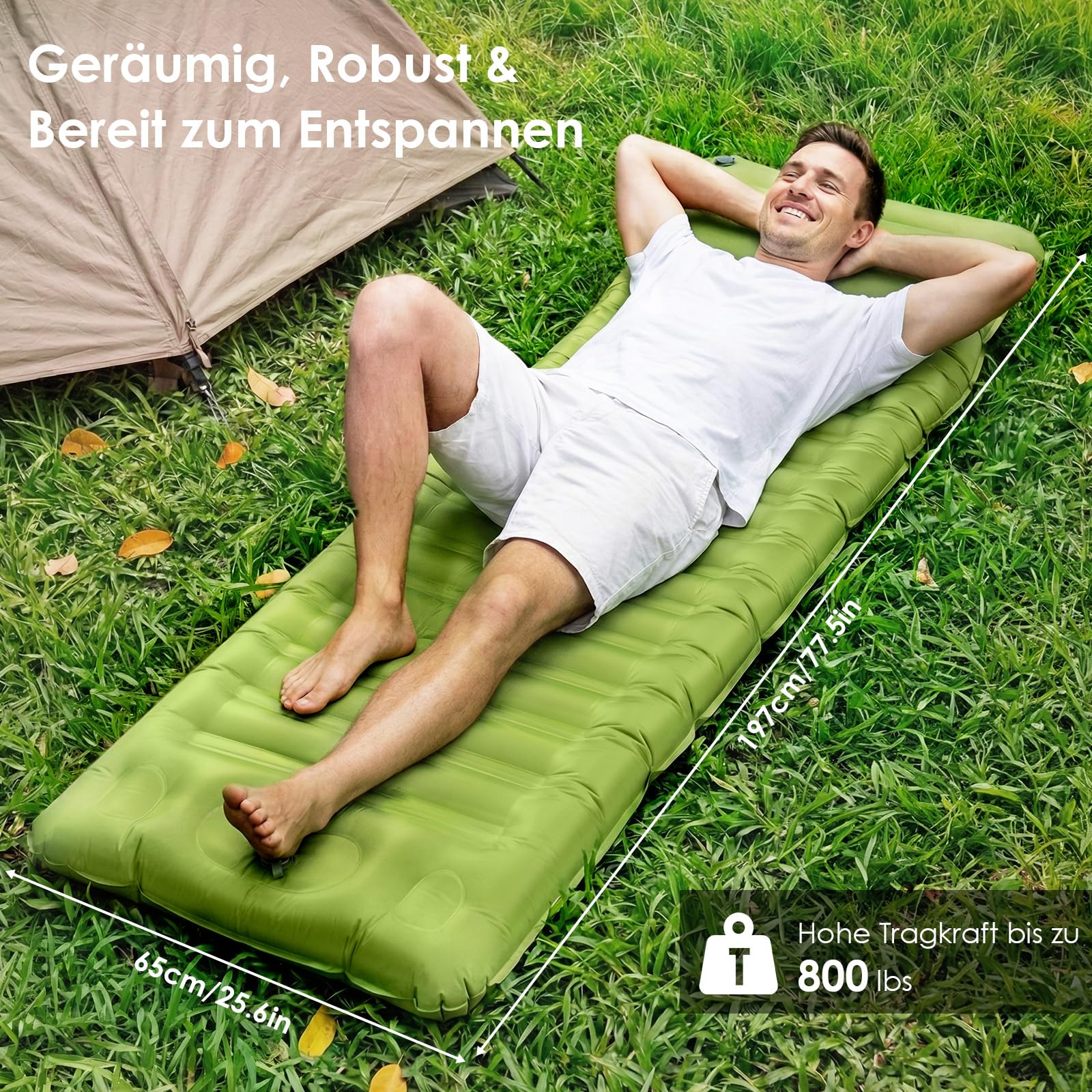 Minthouz Isomatte Camping, Ultraleicht Luftmatratze Camping mit Fußpumpe & Kissen Tragbare Aufblasbare Matratze Strapazierfähiges Campingmatratze für Wandern Strand Outdoor Reise
