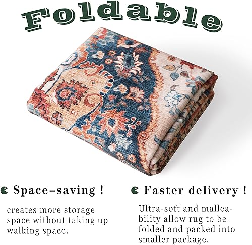 Miniatura 7 de vivorug Alfombra de pasillo de 2 x 8 pulgadas, medallón envejecida para cocina, lavandería, dormitorio, alfombra ultra suave con respaldo de goma,