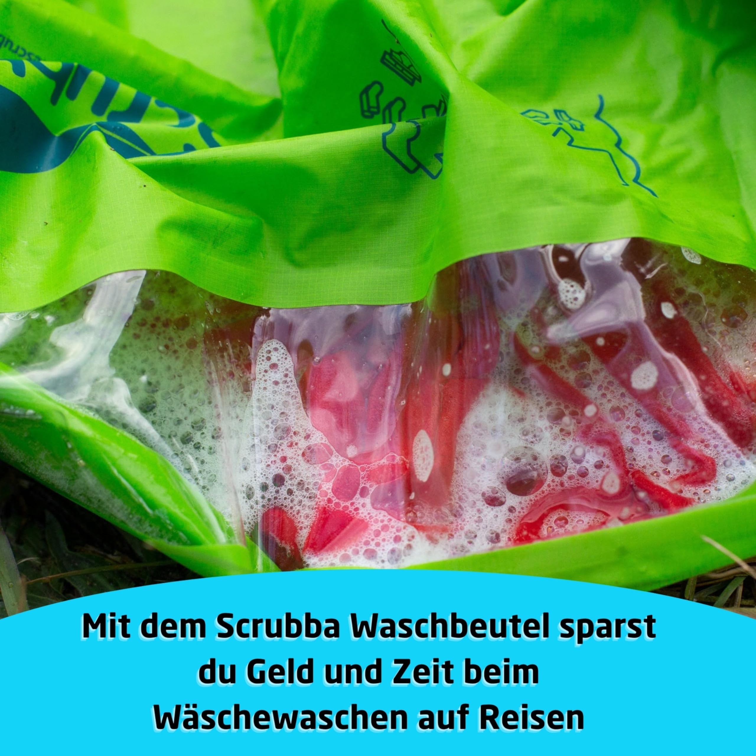 Scrubba Waschbeutel – Tragbare Waschmaschine für Reisen & Camping – Leichte Handwaschmaschine für Kleidung – 150g