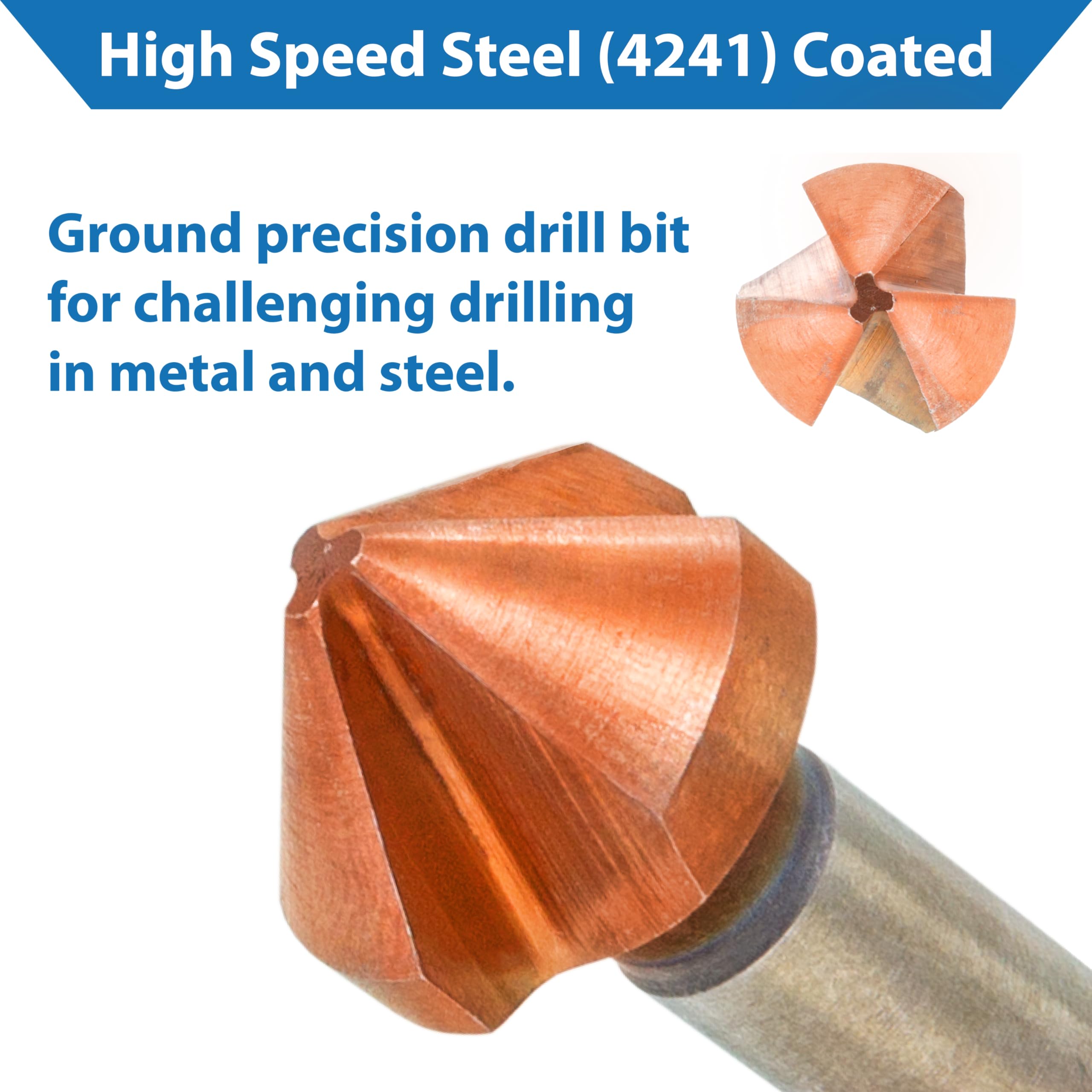 TJR® Fraise conique à 90° Ø 6,3-20,5 mm en acier HSS avec revêtement - Très tranchant - Kit d'ébavurage et d'ébavurage pour bois, métal et plastique dans une boîte de rangement (HSS 4241 avec