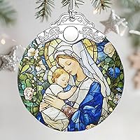 Vista 7 de Adornos de Navidad: adorno de vitral, adorno de árbol de Navidad, adornos colgantes para decoración del hogar y decoraciones del árbol de Navidad