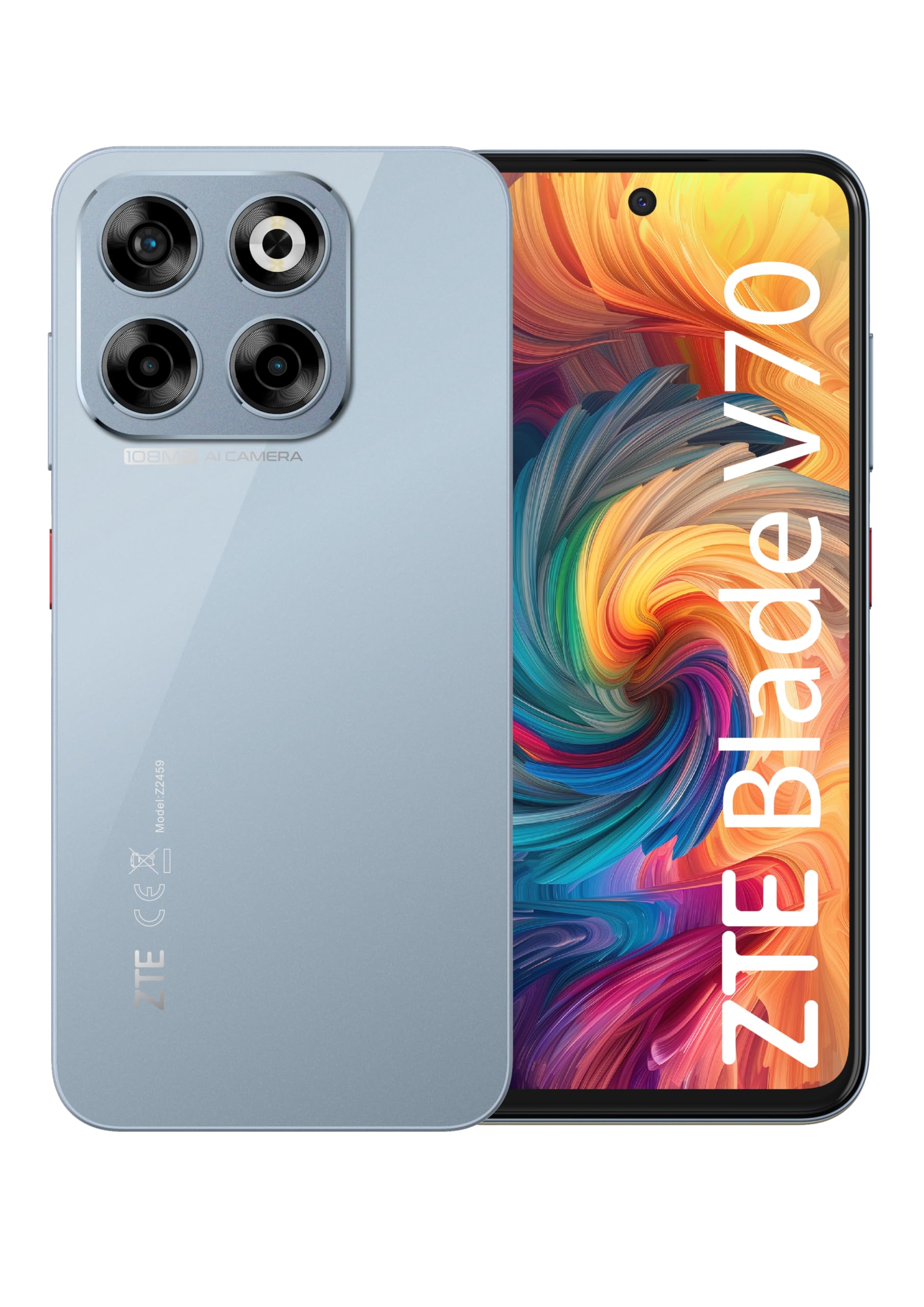 ZTE Blade V70 Stardust Grey - Smartphone 6,​7" HD+ 120Hz, 256GB memoria, 20GB RAM (8+​12 RAM), Fotocamera AI 108MP, Android 14, Ricarica fast 22,​5W