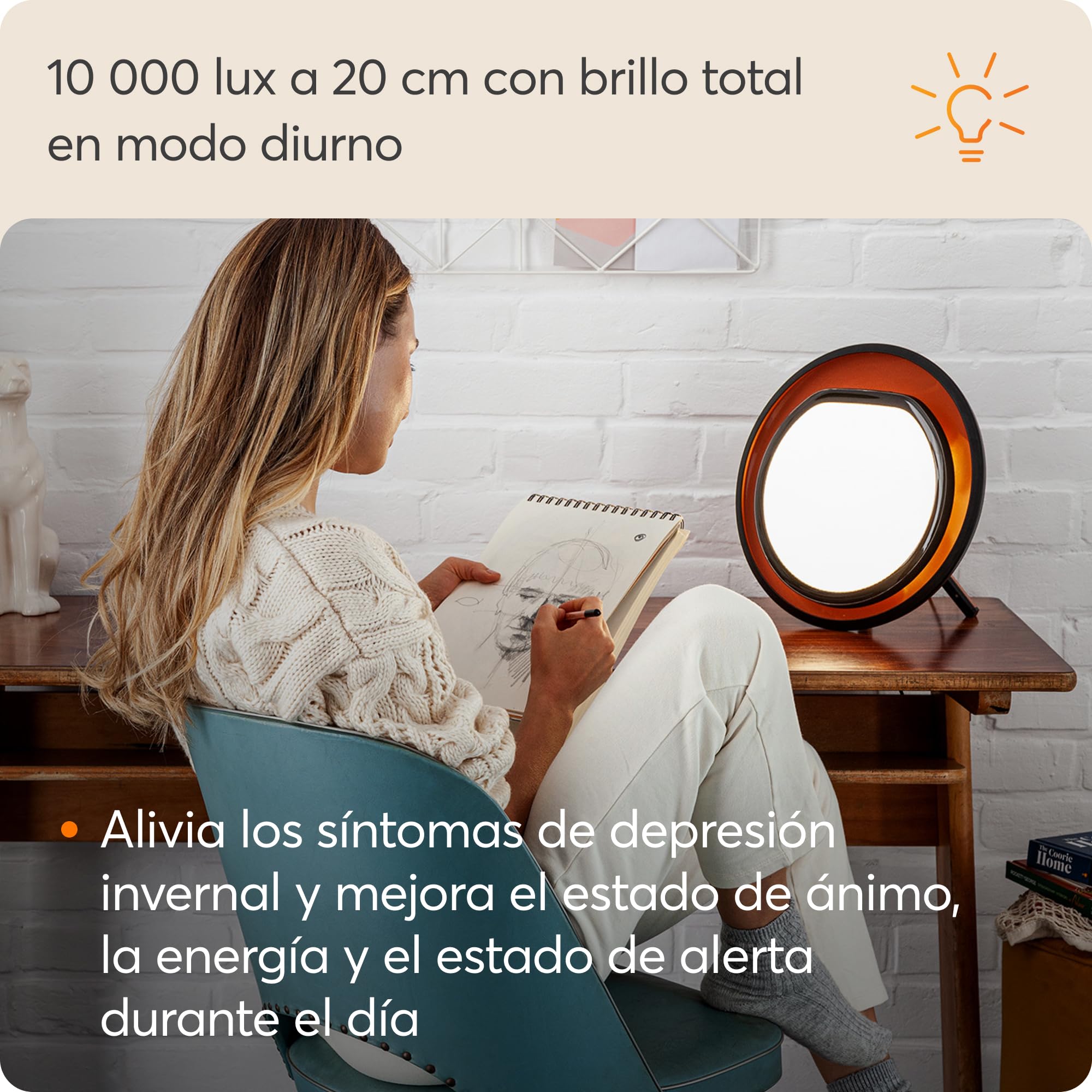 Lumie Halo - Terapia de luz eficaz para la tristeza invernal y mejora del bienestar, 10,000 lux