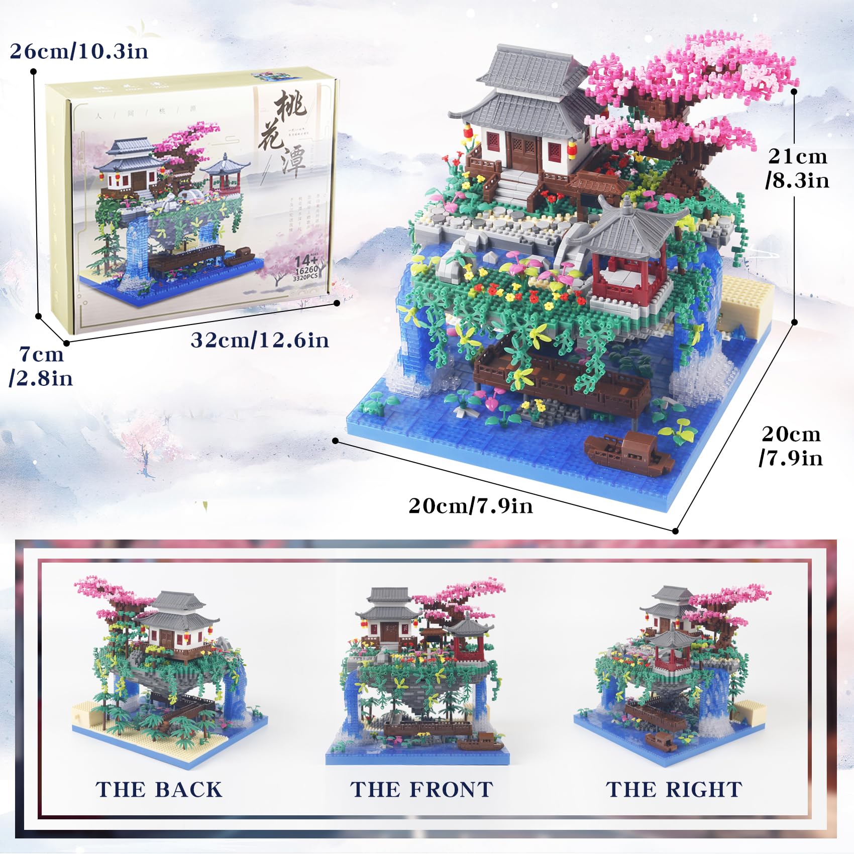 STMIGAIBLOCKS 3320PCS Peach Blossom Pond Bonsai Tree Building