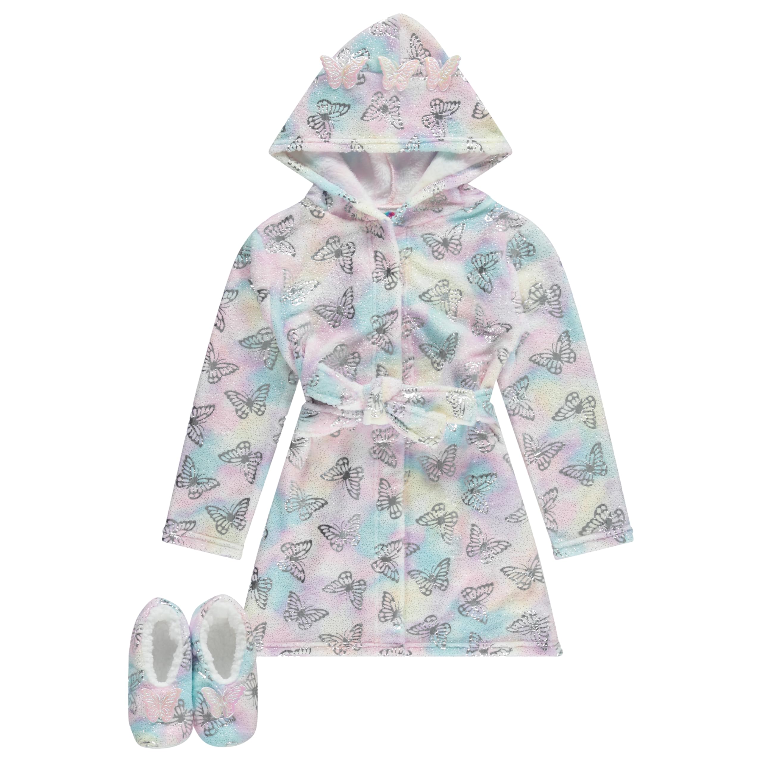 BTween Girls Unicorn Bathrobe Set Soft, Cozy, and Fun with Matching Slippers Perfect for Lounging