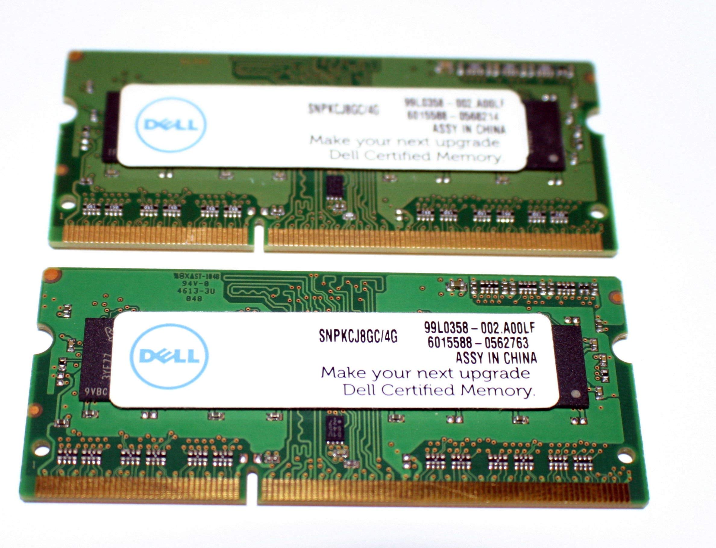 8GB KIT 2X4GB DELL CERTIFIED LAPTOP MEMORY DDR3 1600MHZ 12800S SNPKCJ8GC/4G 99L0358-002.A00LF