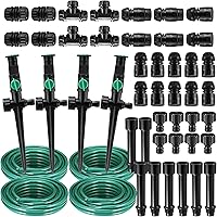 Relaxweex 4-Pack Adjustable Above Ground Sprinkler System with 59ft Hose - DIY Garden Irrigation Kit for Lawns, Flower Beds & Veggies