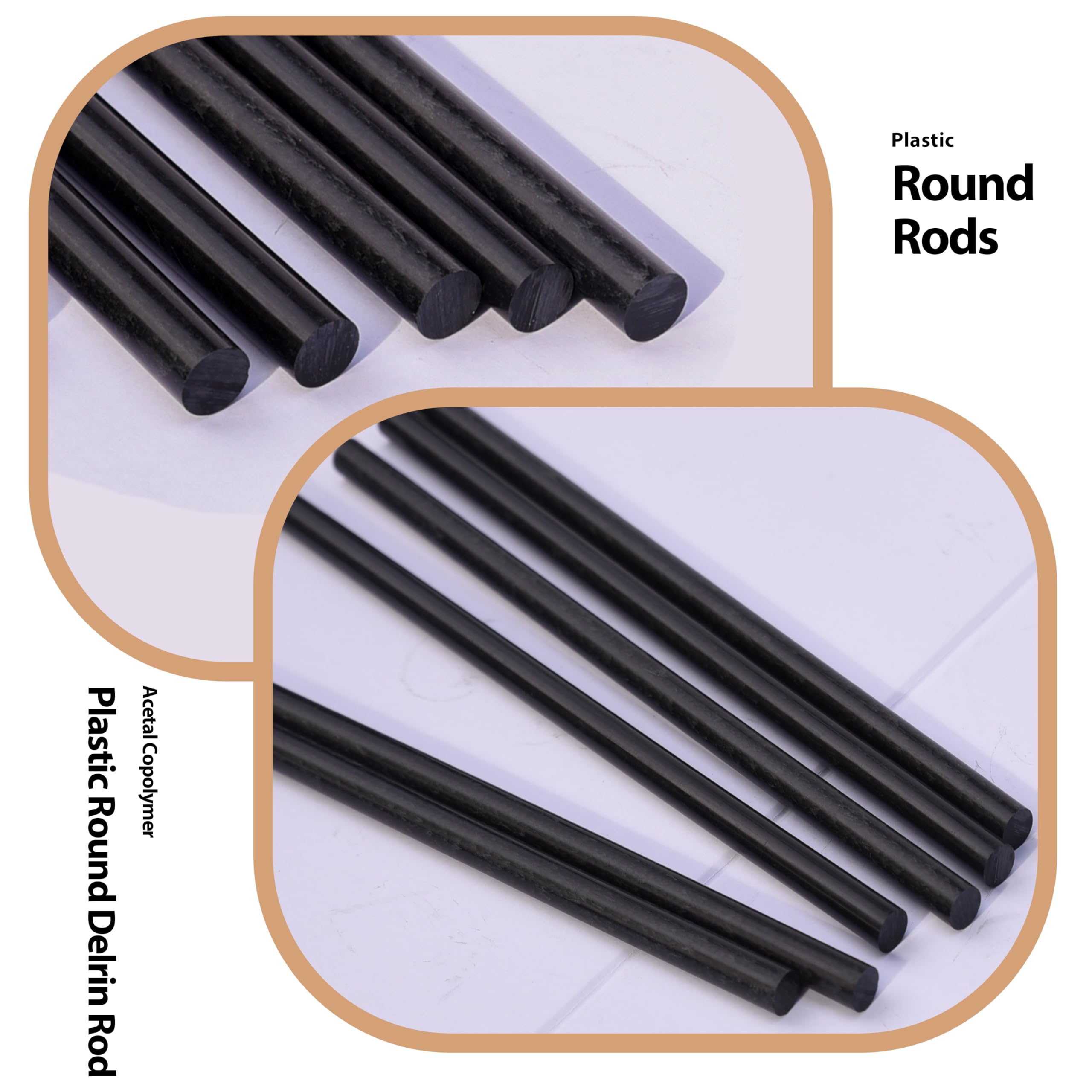 Black POM Rods - 6 Pack 1/2" x 12" -2