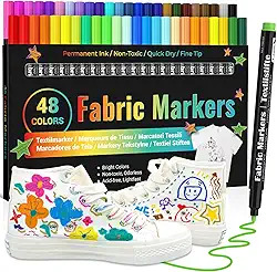 JR.WHITE Marcadores de tecido permanentes para roupas, tênis, sapatos, camisetas, macacões de bebê, babadores, travesseiro, lona, sacolas para crianças, adultos, decoração de tecido, caneta de ponta