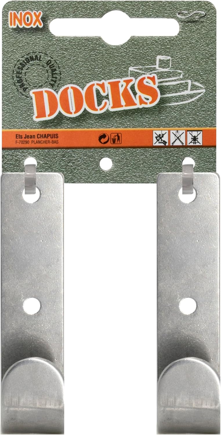 Chapuis Docks, Set of 2 Tarpaulin Hooks, Stainless Steel, Dimensions 80x20 mm,