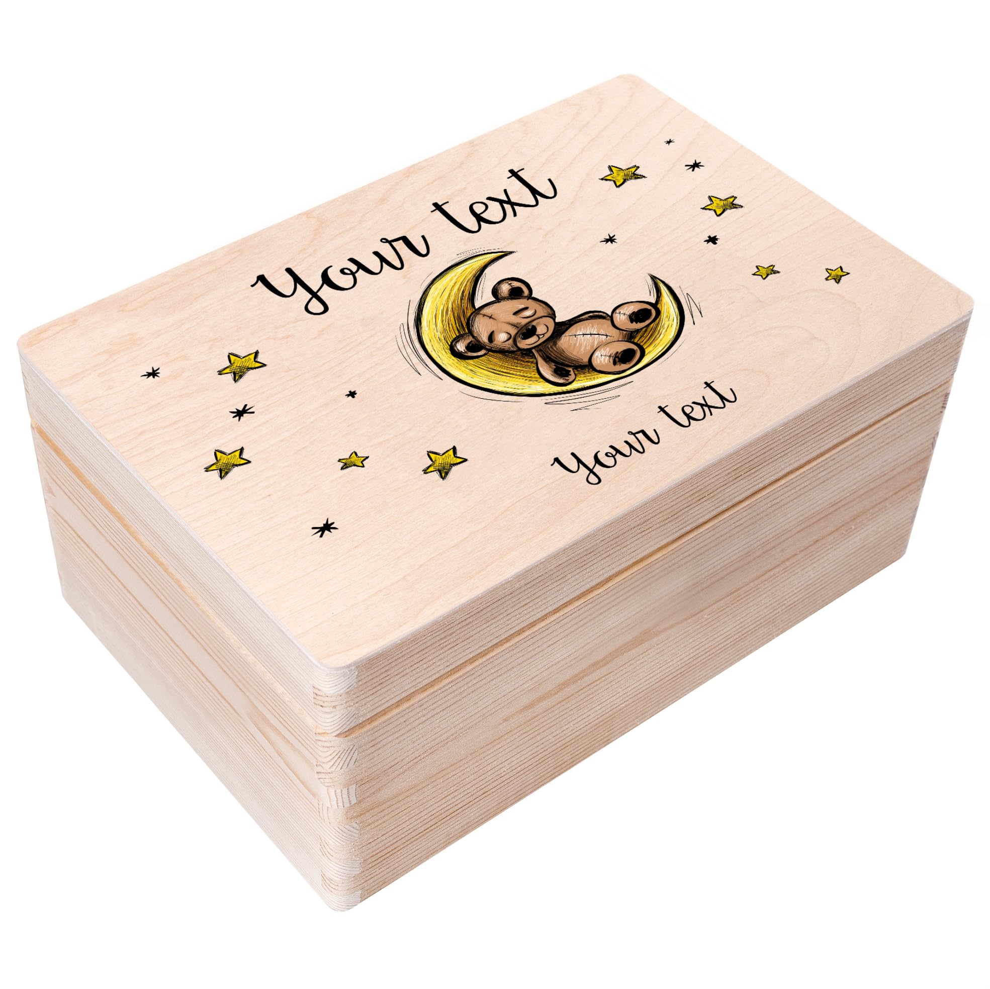 Creative Deco Personalised Baby Memory Box | Custom Keepsake Boxes | Unique Gift for Newborn Boy or Girl | Customised Wooden Storage Box with Hinged Lid | UV Print