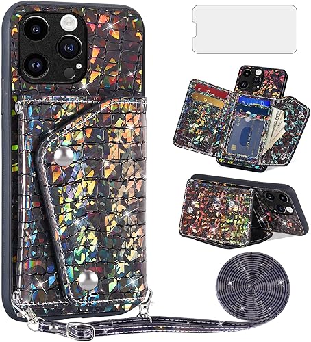 Asuwish Funda de teléfono para iPhone 14 Pro de 6.1 pulgadas, funda tipo cartera con protector de pantalla y soporte para tarjeta de crédito, de