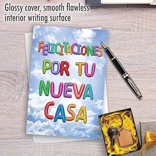 Miniatura 5 de NobleWorks Tarjeta de felicitación histérica española para el nuevo hogar con sobre de 5 x 7 pulgadas (1 tarjeta) Mensajes Inflados - Nueva Casa (No