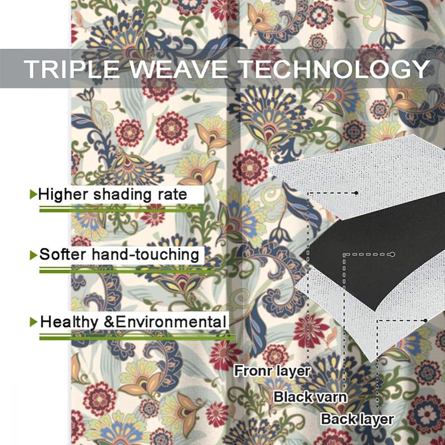 Retro William Morris Art Curtains Abstract Boho Mid Century Colorful Floral Thermal Insulated Darkening Window Drapes for Living Room Grommet Window Treatment 2 Panels 84" L x 42" W