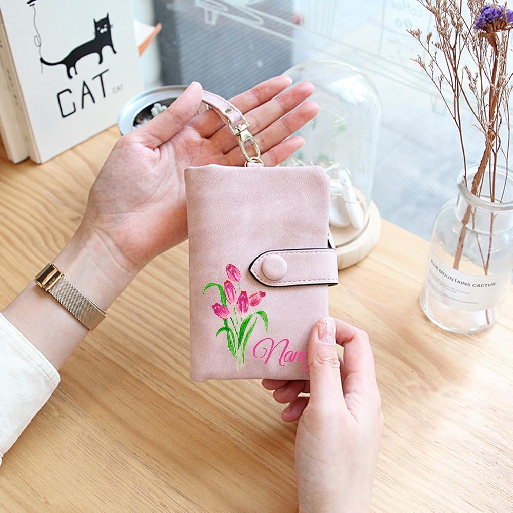 Amazon.com: Personalized Wallet Custom Birth Flower & Name, Small