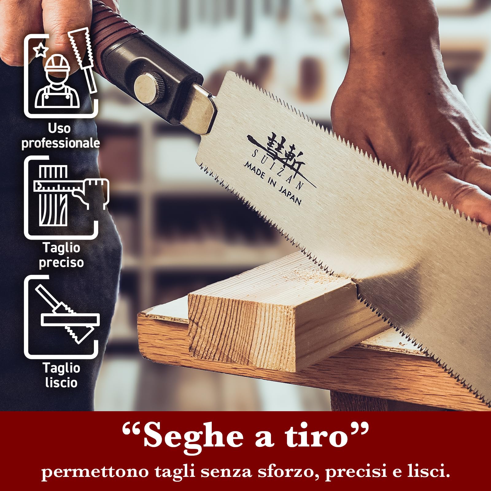 SUIZAN Ryoba Sega giapponese a doppio taglio 210mm - Utensili professionali per la lavorazione del legno