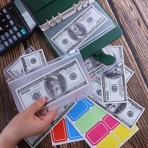 Vista 59 de Antner A6 - Funda de piel sintética con 12 bolsillos para carpetas A6, 6 anillas y sistema de sobres para apartar dinero