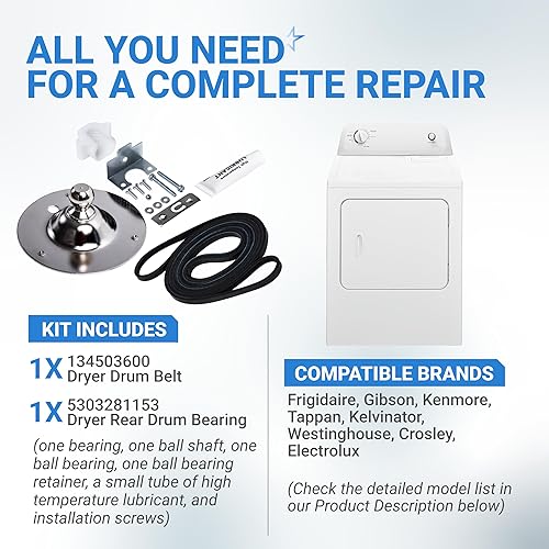 Vista 2 de [Upgraded] BlueStars 5303281153 & 134503600 Dryer Rear Bearing - Compatible with Frigidaire & Kenmore Dryers - Replaces PS459829 AP2142648 131777700