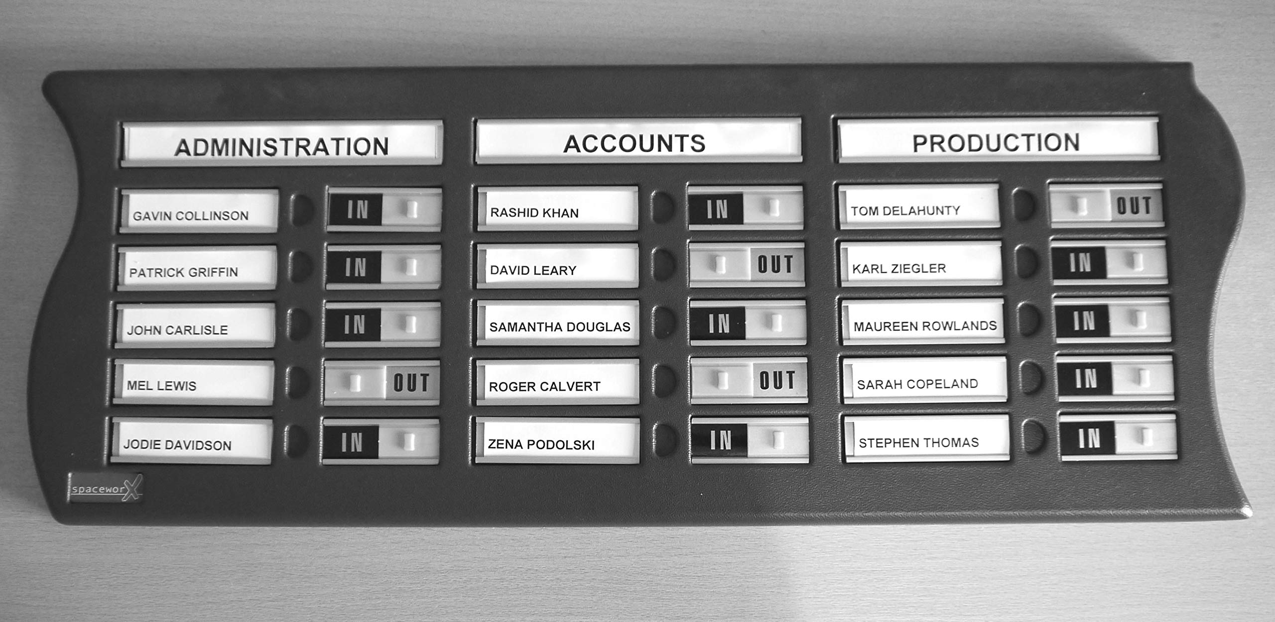 Staff In Out Fire Drill Muster Board - 15 Names