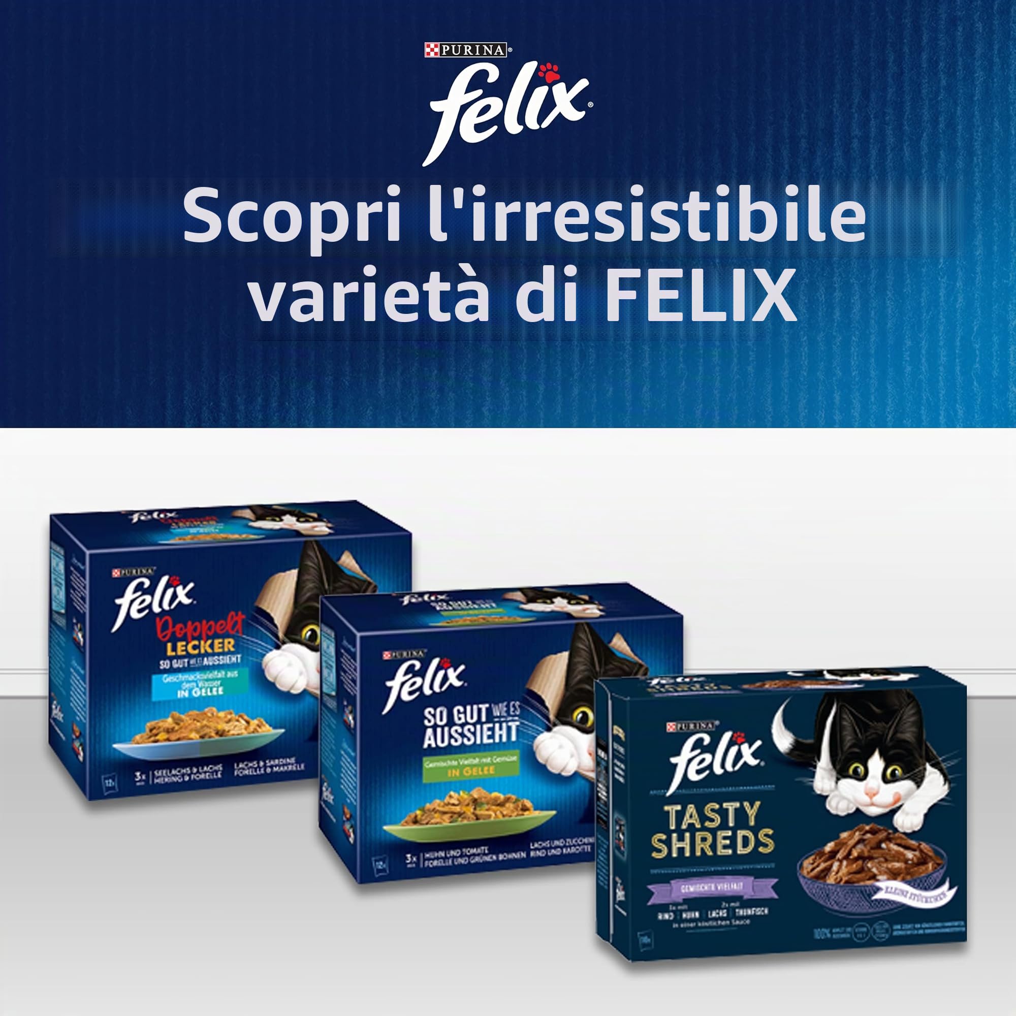FELIX Ottimo come sembra cibo per gatti bagnato in gelatina, mix di varietà, confezione da 6 (6 x 12 sacchetti da 85 g)