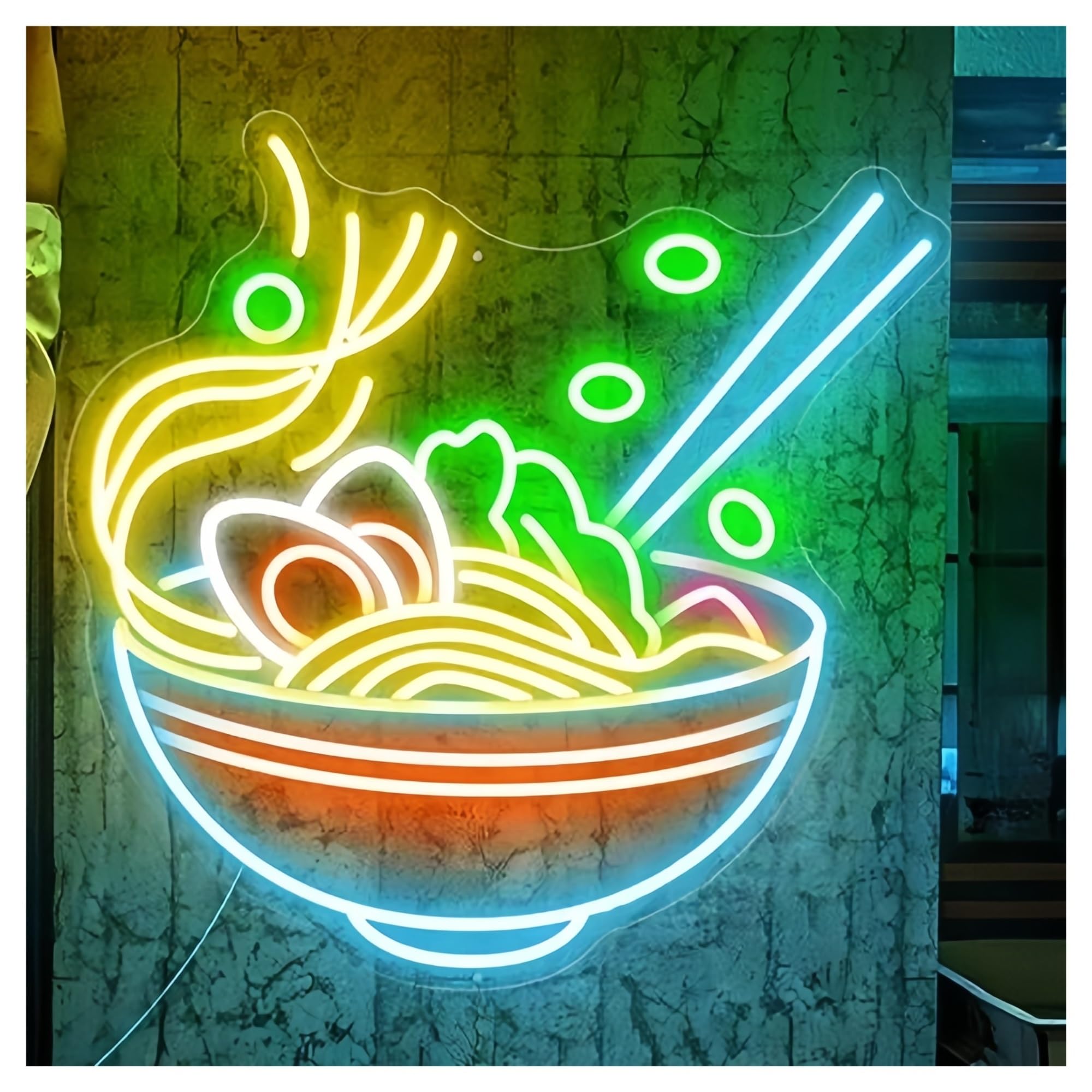 SHOUXI Sign Lamp Noodles Neon Sign Japanese Noodles for Restaurant Food Shop Wall Decor Ramen Sign Ramen Bowl Neon Light(A,90CM)