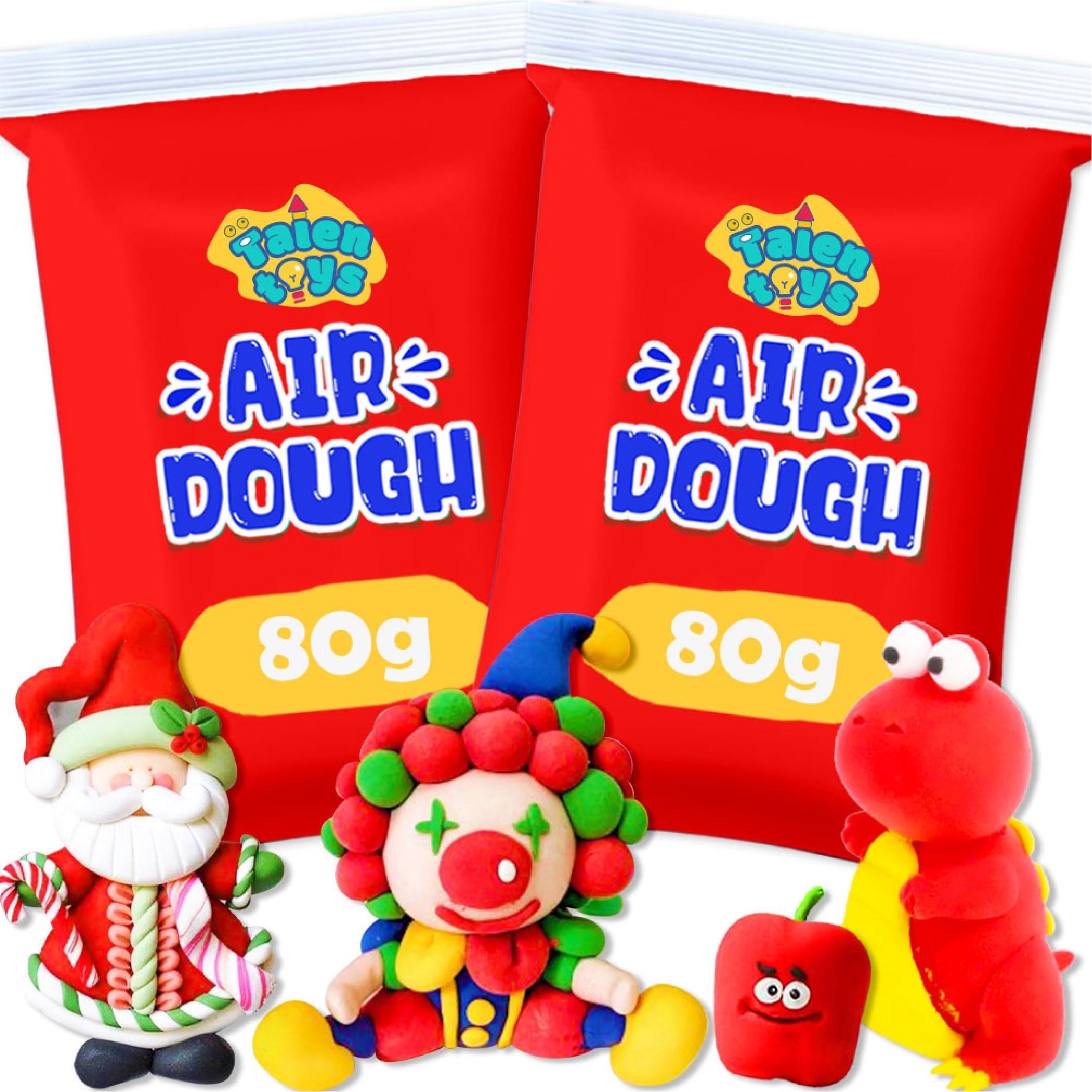 AIR DOUGH 160G Recarga Plastilina Niños Arcilla Polimérica Arcilla Secado Al Aire Juego Plastilina 2 3 4 + Años Arcilla Polimerica Secado Al Aire Pasta Modelar Air Dry Foam Clay Regalo Niños - Rojo