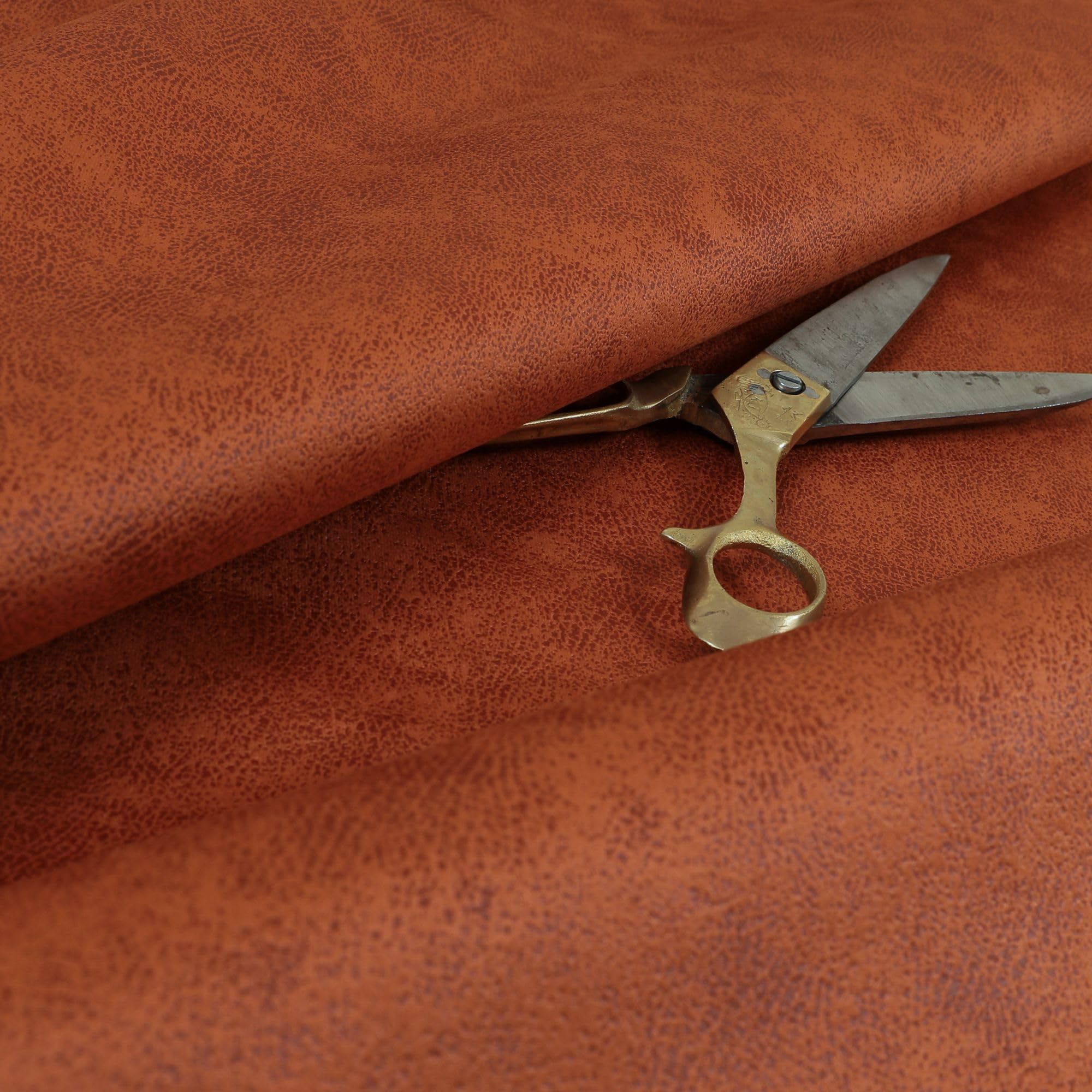 Redbrick Mill Fabrics Flame Retardant Soft Durable 3 Layer Thick Faux Suede Orange Colour Upholstery Furnishing Fabric (Per Metre)