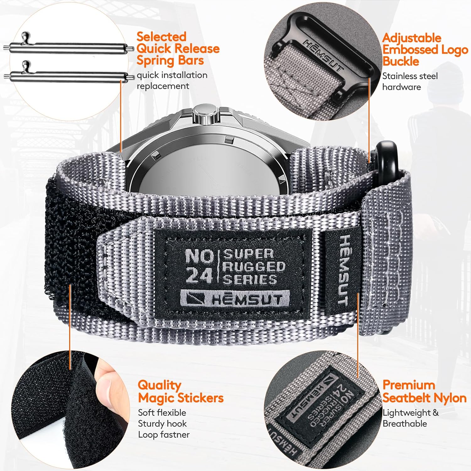 Quick Release Watch Band Compatible with Casio duro,22mm Nylon Replacement Strap Wristbands for Casio MDV106-1AV / MTP-VD01 / MTP-VD02 / MTP-1374