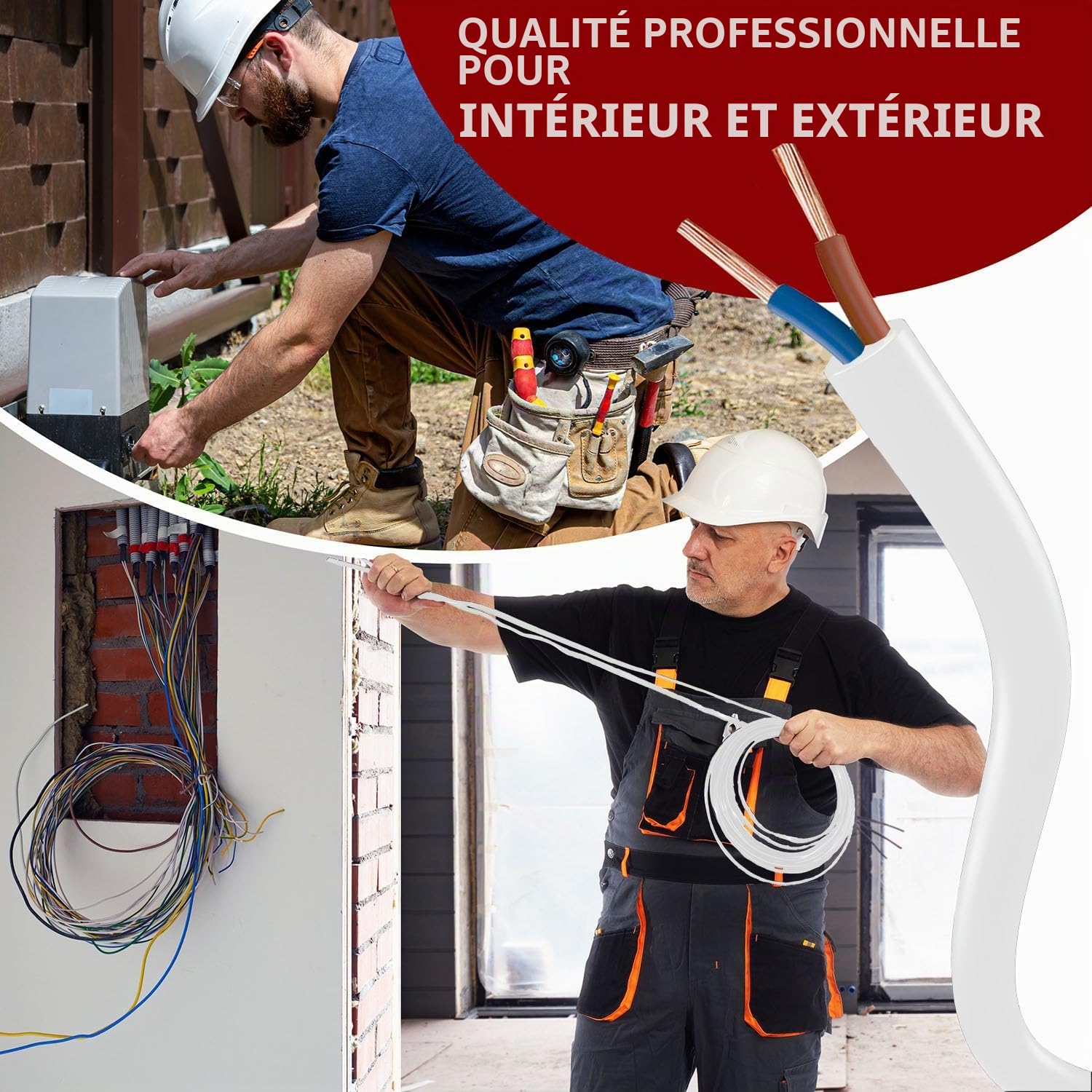 MAS Premium Câble en plastique souple H05VV-F 2 x 0,75 - 2 x 1, 2 x 1,5 ou 2 x 2,5 - Blanc - De 5 à 100 m - (H05VV-F 2 x 0,75 WS, 20 m)