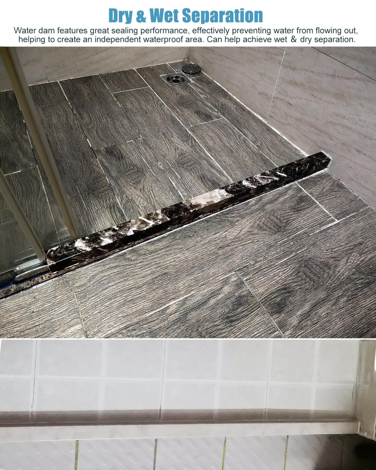 Barriera Doccia Ferma Acqua Barriera Soglia Doccia Effetto Marmo, Resina | Striscia Ferma Acqua per Soglia Doccia Walk-in, Barriera Pavimento Bagno, Protezione dall'Acqua(Marble look B,L-90cm(36"))