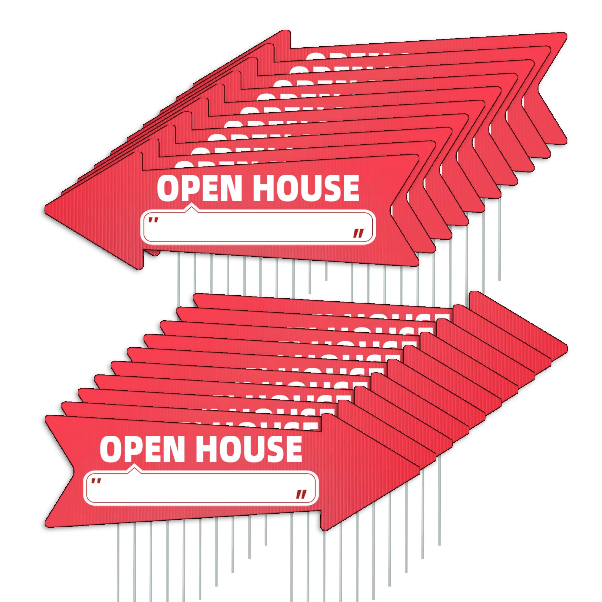 Open House Red Arrow Yard Signs with Stakes-16 x 5 in Double Sided, Open House Real Estate Signs, Property Sale Directional Arrows Signs, WEATHER-PROOF (20)