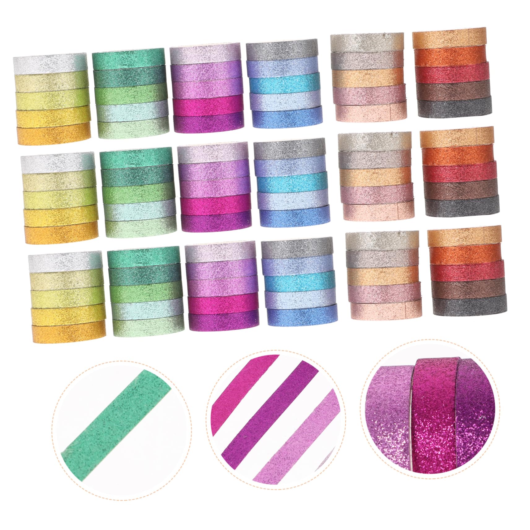 Lurrose Nastro Washi Glitter 90 Pezzi per Scrapbooking e Diario | Carta Washi, Portatile, per Planner, Nastro Decorativo Diy, Formato Set 90pezzi