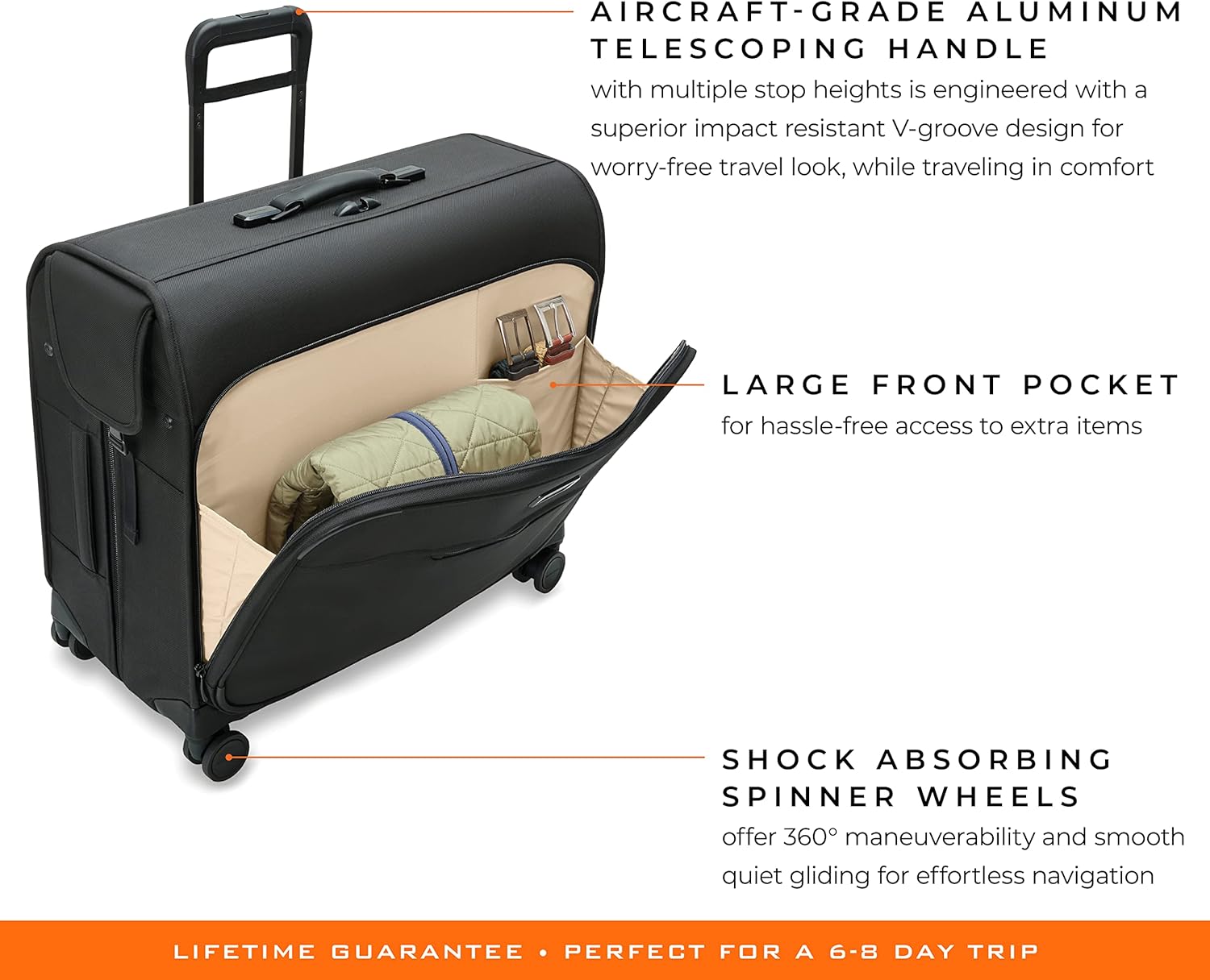 Review Briggs & Riley Baseline Garment Bags, Black, Deluxe Wardrobe Spinner