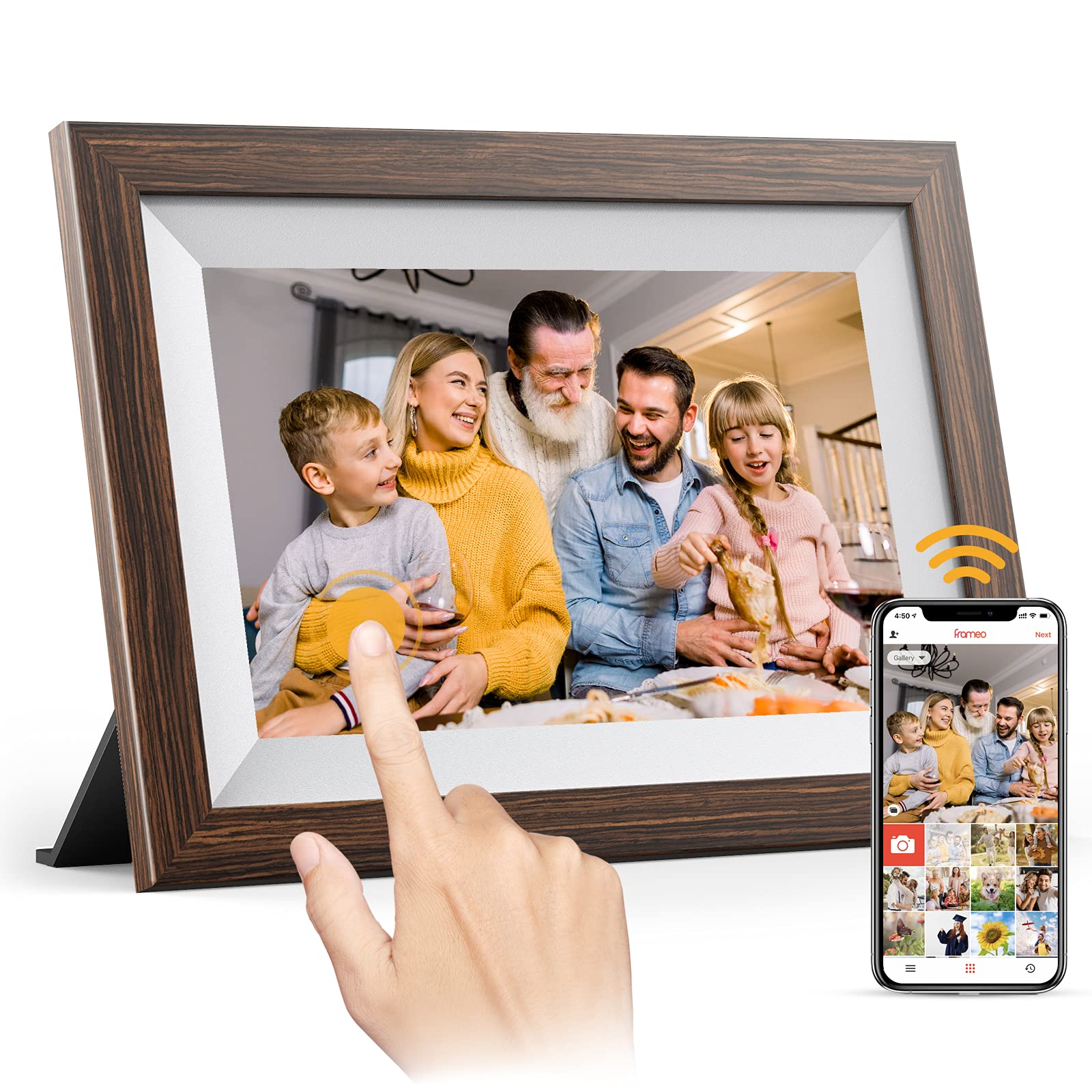 FRAMEO 10.1 inch WiFi Digital Picture Frame, ARZOPA Smart Digital Photo Frame Touchscreen Electronic Picture Frame with App,16GB Storage,Auto-Rotate,Photo Share Anywhere,Gift for Friends and Family
