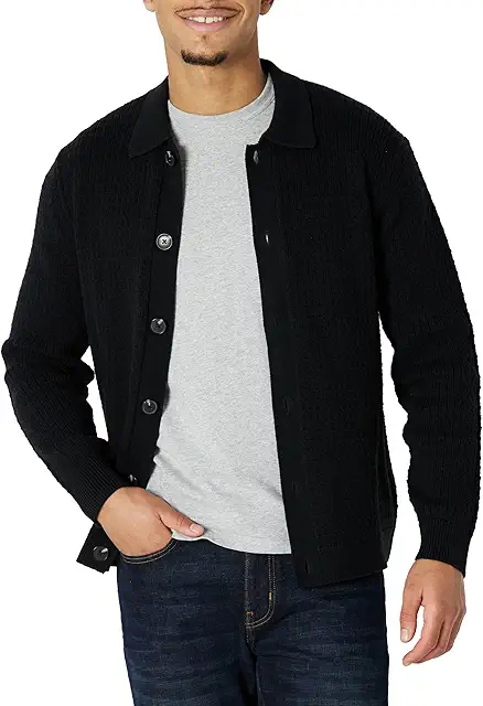 Herren Weite Strickjacke mit Kragen - Bequeme Cardigan mit Krave