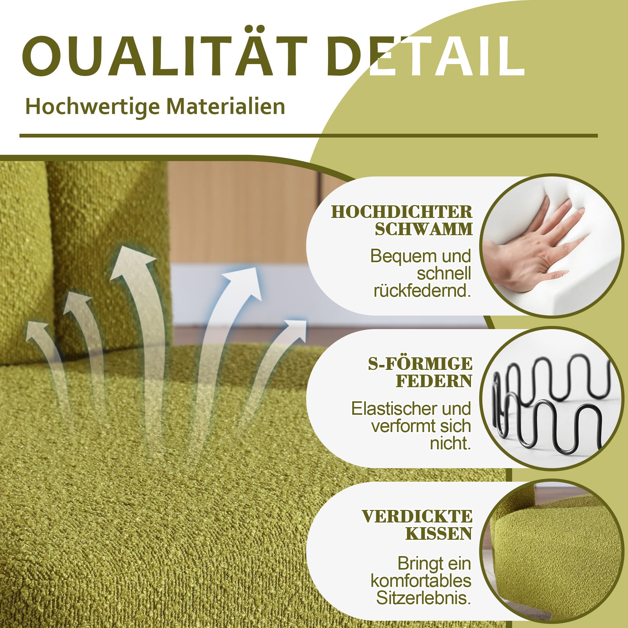 (Old SKU:W1880P163401) 360 Grad drehbare Kuschelfass-Akzentstühle, runde Sessel mit breiter Polsterung, Flauschiger Stoffsessel für Wohnzimmer, Schlafzimmer, Büro, Warteräume, Oliv