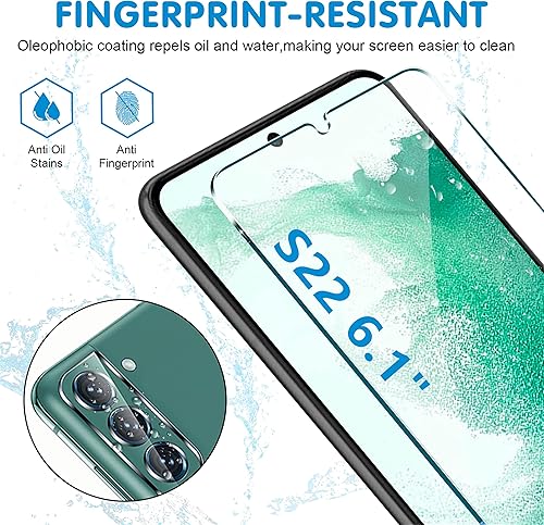 Miniatura 6 de Protector de pantalla (paquete de 3) para Samsung Galaxy S22 5G, vidrio templado 9H, compatible con huellas dactilares ultrasónicas, transparente