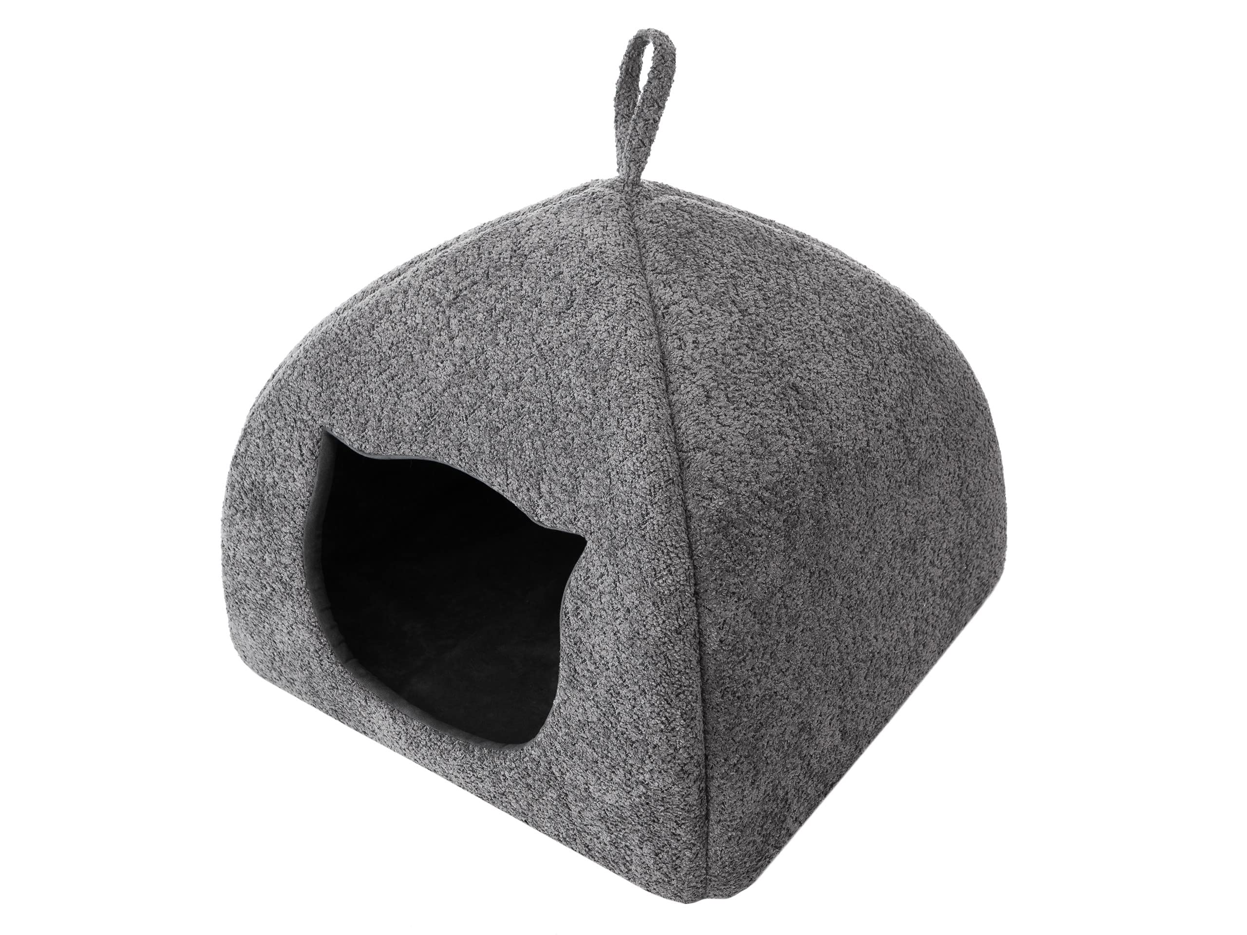 Casa para gatos, cálida para gatos, casa de tela, cueva de gato, caja para dormir, caja para gatos, cueva para perros, cama de huaster, grafito, antología, L: 44 x 44 x 35 cm