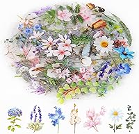 Weenkilly 160Pcs Transparent Flower Stickers for Scrapbooking, Journaling, DIY Crafts - Self-Adhesive, Waterproof, Easy-Peel Decals