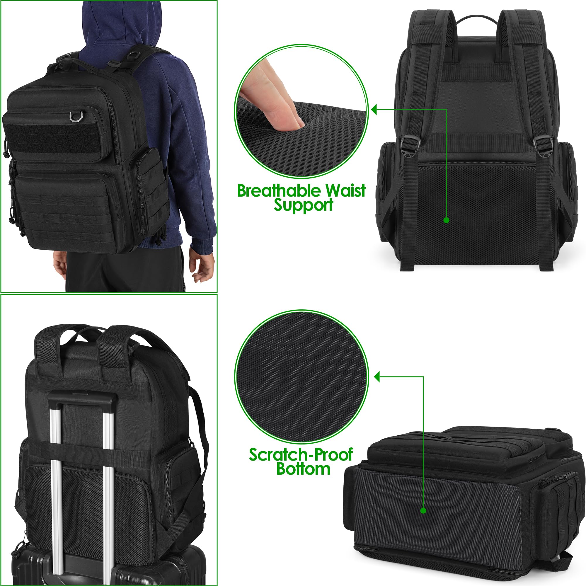 PGmoon Mochila táctica de viaje compatible con consola Xbox Series X/S con espacio individual para consola, muchos bolsillos para controladores, auriculares y más (diseño patentado), Negro -, Mochila