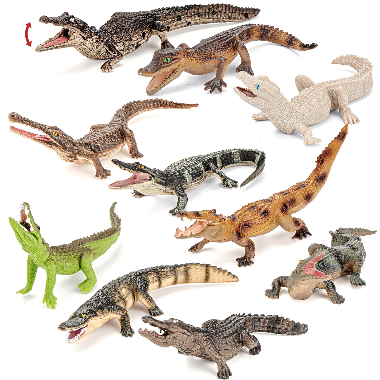 10PCS Alligator Crocodile Animal Toy, Safari Animal Figure for Kid