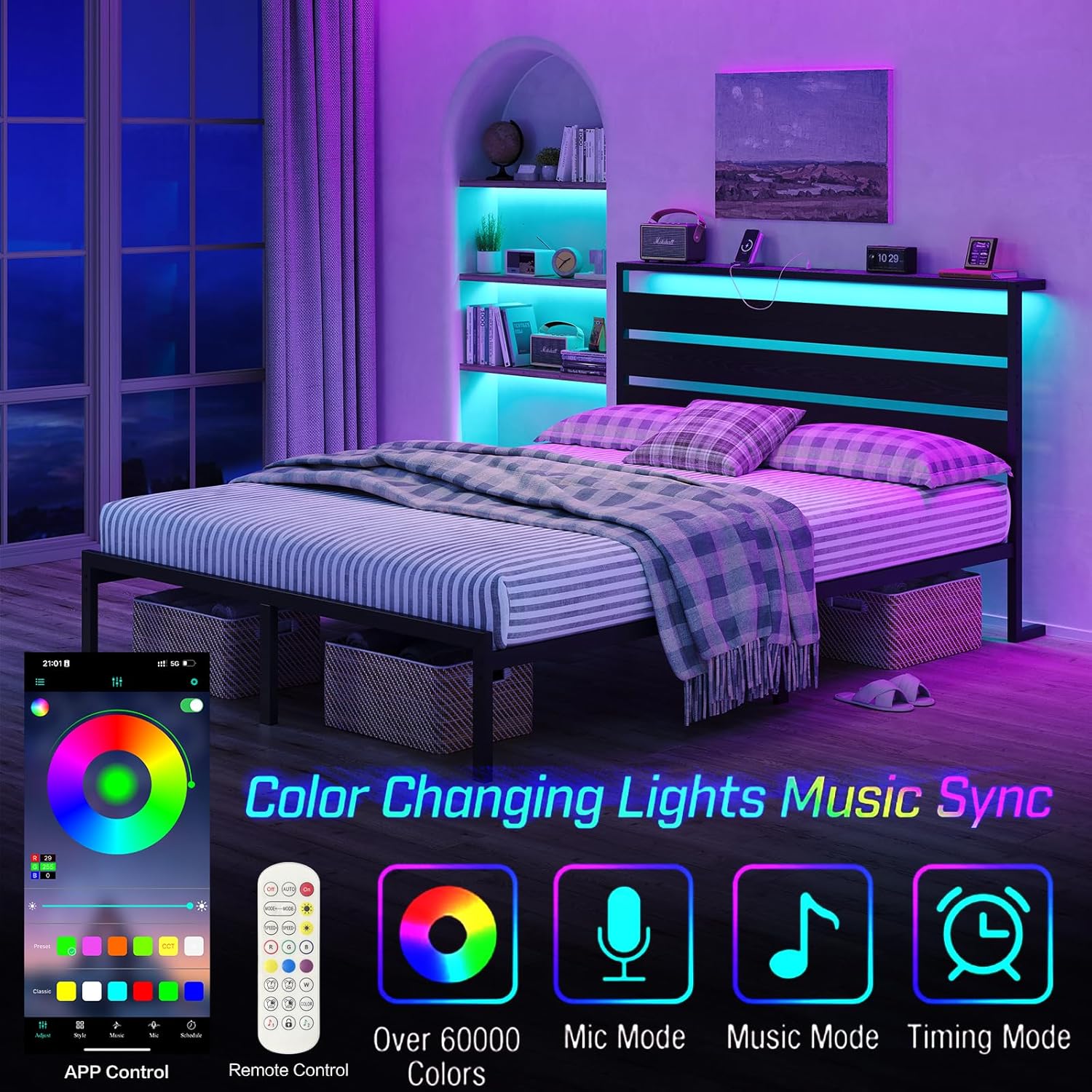 LED lighting features with remote and app control