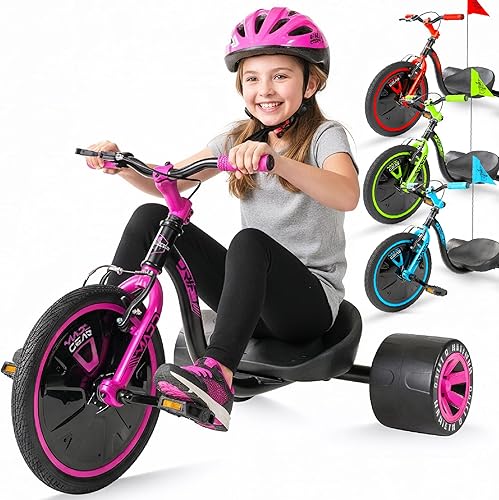 Miniatura 11 de Triciclo de Deriva para Niños de 5+ Años – Vehículo de Montar con Rueda Delantera de 16", Asiento Ajustable, Marco de Acero, Ruedas Traseras Lisas