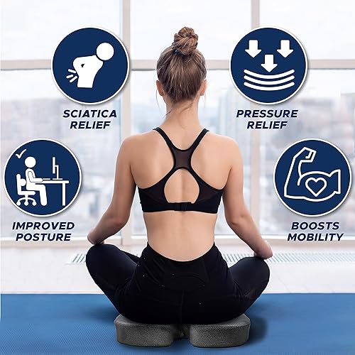 Miniatura 6 de EcoNour Cojín de asiento para alivio de presión  Cojín de silla de oficina para ciática  Cojín ergonómico antideslizante y de espuma para coxis y