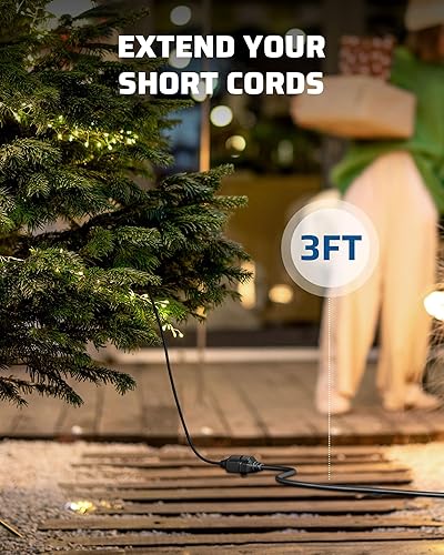Miniatura 7 de DEWENWILS Cable de extensión para exteriores de 20 pies, cable de extensión impermeable de 3 clavijas para electrodomésticos de interior y exterior,