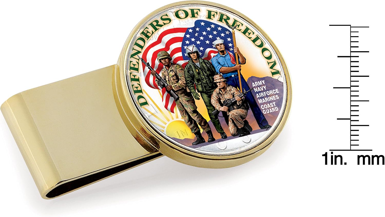 Defenders of Freedom Colorized JFK Half Dollar Coin Money Clip