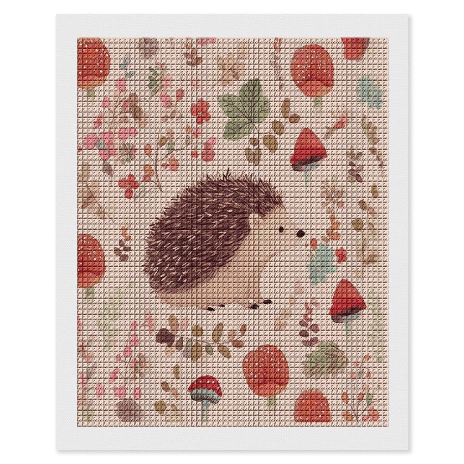 FodPand Lovely Hedgehog Diamond Painting Kit for Beginner Fun 5D DIY Crafts for Adults Diamond Art Kits Square Diamond Art Canvas Painting Gem Art Crafts for Home Wall Decor 16"x20"
