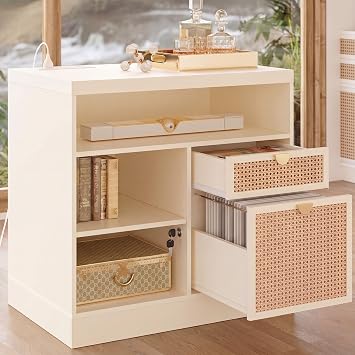 ModernMate 2 Drawers Storage File Cabinet with Lock & Outlet, 31.5W*29.4H